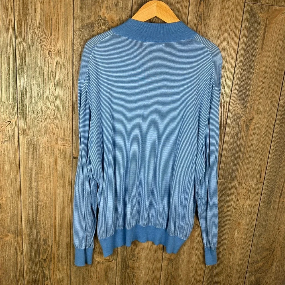 Peter Millar Crown Soft Quarter Zip Pullover Sweater Luxe Casual Striped Men XXL